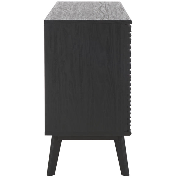 Safavieh Atlantes 4 Door 4 Shelf Media Stand Black Particle Board/ Mdf/ Honeycomb/ Solid Wood MED9614B-2BX