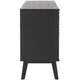 Safavieh Atlantes 4 Door 4 Shelf Media Stand Black Particle Board/ Mdf/ Honeycomb/ Solid Wood MED9614B-2BX