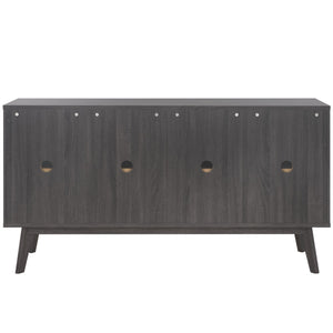 Safavieh Atlantes 4 Door 4 Shelf Media Stand Distressed Black Particle Board/ Mdf/ Honeycomb/ Solid Wood MED9614E-2BX