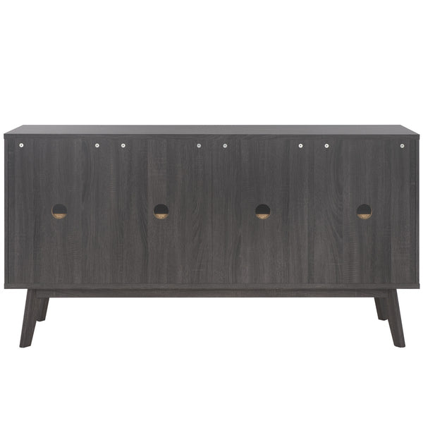 Safavieh Atlantes 4 Door 4 Shelf Media Stand Distressed Black Particle Board/ Mdf/ Honeycomb/ Solid Wood MED9614E-2BX