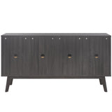 Safavieh Atlantes 4 Door 4 Shelf Media Stand Distressed Black Particle Board/ Mdf/ Honeycomb/ Solid Wood MED9614E-2BX