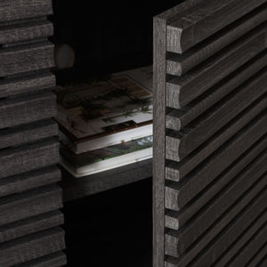 Safavieh Atlantes 4 Door 4 Shelf Media Stand Distressed Black Particle Board/ Mdf/ Honeycomb/ Solid Wood MED9614E-2BX