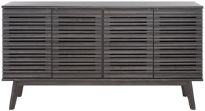 Safavieh Atlantes 4 Door 4 Shelf Media Stand Distressed Black Particle Board/ Mdf/ Honeycomb/ Solid Wood MED9614E-2BX