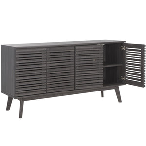 Safavieh Atlantes 4 Door 4 Shelf Media Stand Distressed Black Particle Board/ Mdf/ Honeycomb/ Solid Wood MED9614E-2BX