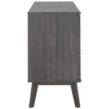 Safavieh Atlantes 4 Door 4 Shelf Media Stand Distressed Black Particle Board/ Mdf/ Honeycomb/ Solid Wood MED9614E-2BX