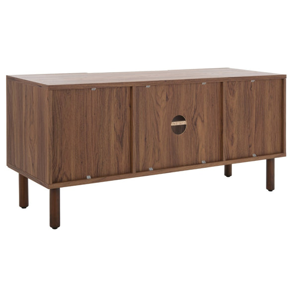 Safavieh Ophelia Contemporary Media Stand With Rattan Mesh, Bold Geometry, And Stylish Storage Solutions Walnut MED9615A