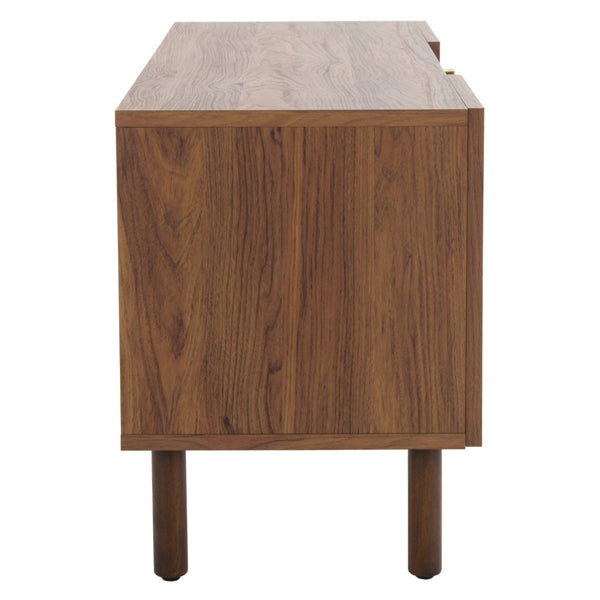 Safavieh Ophelia Contemporary Media Stand With Rattan Mesh, Bold Geometry, And Stylish Storage Solutions Walnut MED9615A