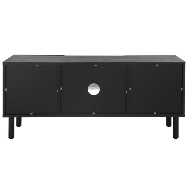 Safavieh Ophelia 2 Door 2 Shelf Media Stand Black Pb / Mdf/ Rattan / Rubber Wood MED9615B