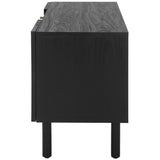 Safavieh Ophelia 2 Door 2 Shelf Media Stand Black Pb / Mdf/ Rattan / Rubber Wood MED9615B