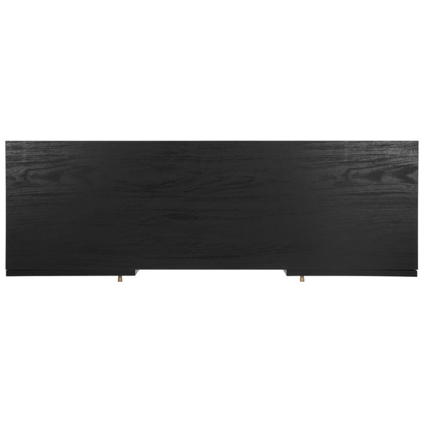 Safavieh Ophelia 2 Door 2 Shelf Media Stand Black Pb / Mdf/ Rattan / Rubber Wood MED9615B