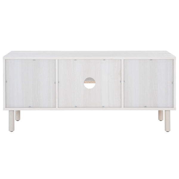 Safavieh Ophelia 2 Door 2 Shelf Media Stand  White  Pb / Mdf/ Rattan / Rubber Wood MED9615C