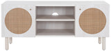 Safavieh Ophelia 2 Door 2 Shelf Media Stand  White  Pb / Mdf/ Rattan / Rubber Wood MED9615C