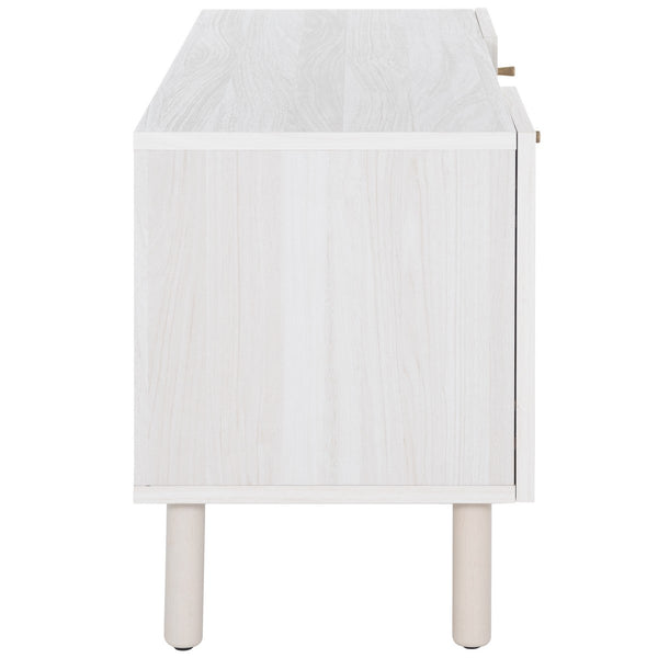 Safavieh Ophelia 2 Door 2 Shelf Media Stand  White  Pb / Mdf/ Rattan / Rubber Wood MED9615C