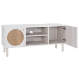 Safavieh Ophelia 2 Door 2 Shelf Media Stand  White  Pb / Mdf/ Rattan / Rubber Wood MED9615C