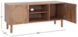 Safavieh Ophelia 2 Door 2 Shelf Media Stand Oak  Pb / Mdf/ Rattan / Rubber Wood MED9615D