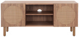 Safavieh Ophelia 2 Door 2 Shelf Media Stand Oak  Pb / Mdf/ Rattan / Rubber Wood MED9615D