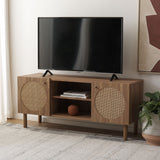 Safavieh Ophelia 2 Door 2 Shelf Media Stand Oak  Pb / Mdf/ Rattan / Rubber Wood MED9615D