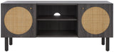 Safavieh Ophelia 2 Door 2 Shelf Media Stand Distressed Black Wood MED9615E