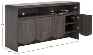 Safavieh Narine 4 Door 2 Shelf Sideboard/Media Stand Distressed Black MED9620E-2BX