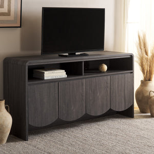 Safavieh Narine 4 Door 2 Shelf Sideboard/Media Stand Distressed Black MED9620E-2BX