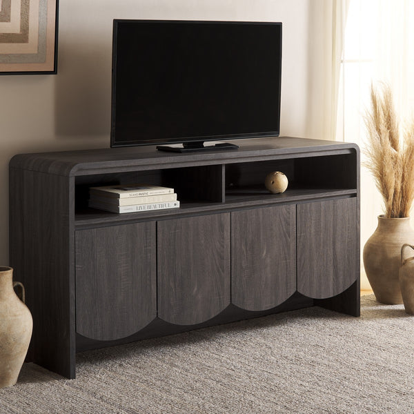 Safavieh Narine 4 Door 2 Shelf Sideboard/Media Stand Distressed Black MED9620E-2BX