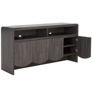 Safavieh Narine 4 Door 2 Shelf Sideboard/Media Stand Distressed Black MED9620E-2BX