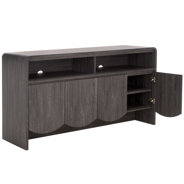Safavieh Narine 4 Door 2 Shelf Sideboard/Media Stand Distressed Black MED9620E-2BX