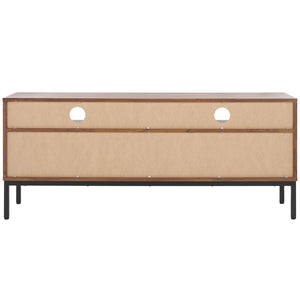 Safavieh Lylia 2 Drawer 2 Shelf Media Stand Walnut / Black Legs / Black Handle MED9622A