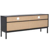 Safavieh Lylia 2 Drawer 2 Shelf Media Stand Black / Black Legs / Gold Handle MED9622B