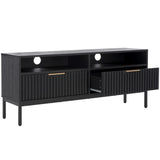 Safavieh Lylia 2 Drawer 2 Shelf Media Stand Black / Black Legs / Gold Handle MED9622B