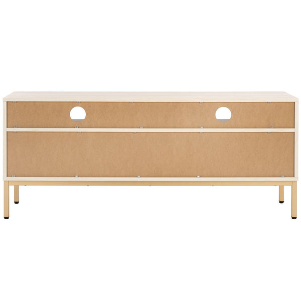Safavieh Lylia 2 Drawer 2 Shelf Media Stand White / Gold Legs / Gold Handle MED9622C
