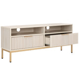 Safavieh Lylia 2 Drawer 2 Shelf Media Stand White / Gold Legs / Gold Handle MED9622C