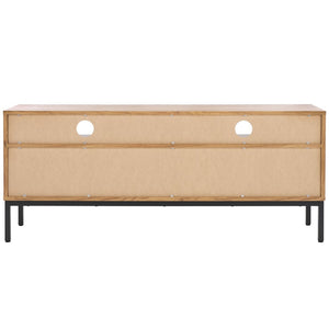 Safavieh Lylia 2 Drawer 2 Shelf Media Stand Oak / Black Legs / Black Handle MED9622D