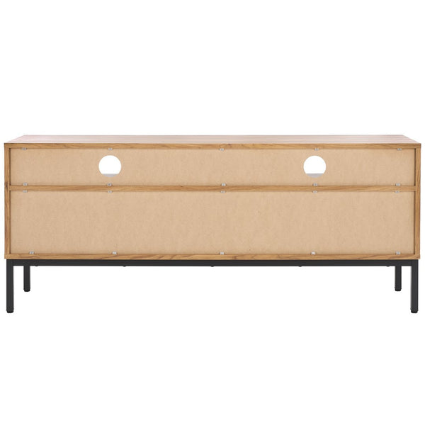 Safavieh Lylia 2 Drawer 2 Shelf Media Stand Oak / Black Legs / Black Handle MED9622D