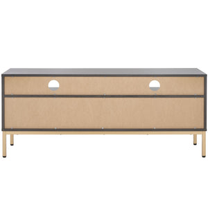 Safavieh Lylia 2 Drawer 2 Shelf Media Stand Distressed Black / Gold  Legs / Gold Handle MED9622E