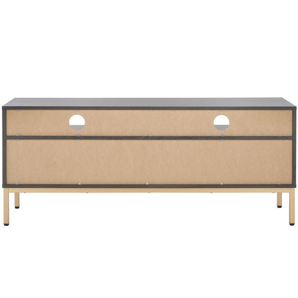 Safavieh Lylia 2 Drawer 2 Shelf Media Stand Distressed Black / Gold  Legs / Gold Handle MED9622E