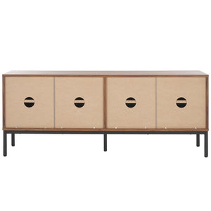 Safavieh Lylia 4 Door Media Stand Walnut / Black Legs / Black Handle MED9623A