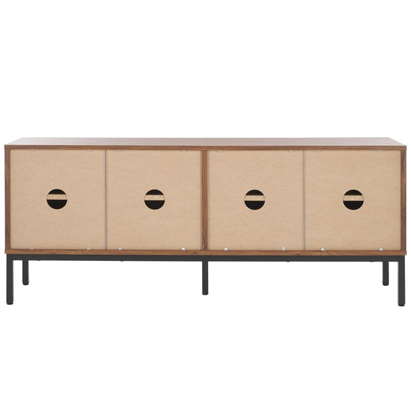 Safavieh Lylia 4 Door Media Stand Walnut / Black Legs / Black Handle MED9623A