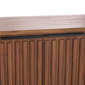 Safavieh Lylia 4 Door Media Stand Walnut / Black Legs / Black Handle MED9623A