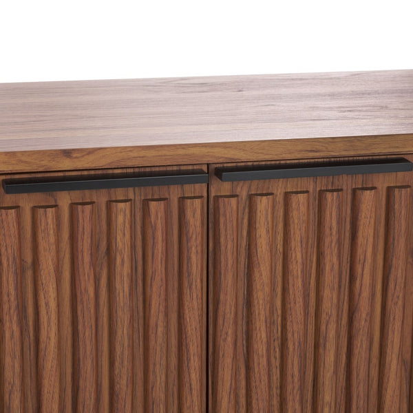 Safavieh Lylia 4 Door Media Stand Walnut / Black Legs / Black Handle MED9623A