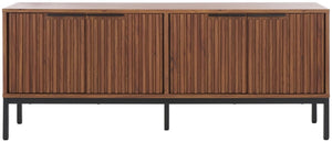 Safavieh Lylia 4 Door Media Stand Walnut / Black Legs / Black Handle MED9623A