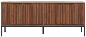 Safavieh Lylia 4 Door Media Stand Walnut / Black Legs / Black Handle MED9623A