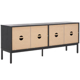 Safavieh Lylia 4 Door Media Stand Black / Black Legs / Gold Handle MED9623B