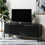 Safavieh Lylia 4 Door Media Stand Black / Black Legs / Gold Handle MED9623B