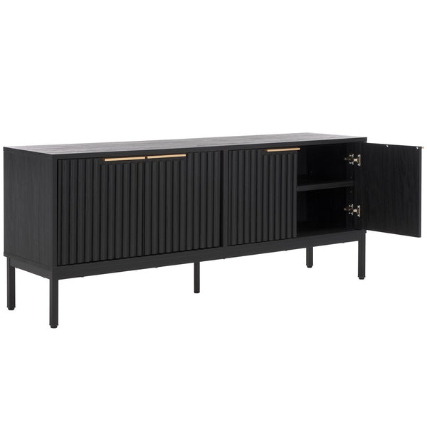 Safavieh Lylia 4 Door Media Stand Black / Black Legs / Gold Handle MED9623B