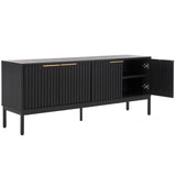 Safavieh Lylia 4 Door Media Stand Black / Black Legs / Gold Handle MED9623B