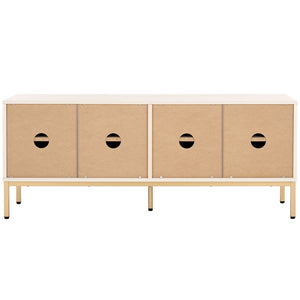 Safavieh Lylia 4 Door Media Stand White / Gold Legs / Gold Handle MED9623C