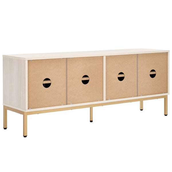 Safavieh Lylia 4 Door Media Stand White / Gold Legs / Gold Handle MED9623C