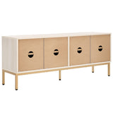 Safavieh Lylia 4 Door Media Stand White / Gold Legs / Gold Handle MED9623C