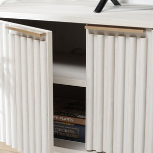 Safavieh Lylia 4 Door Media Stand White / Gold Legs / Gold Handle MED9623C